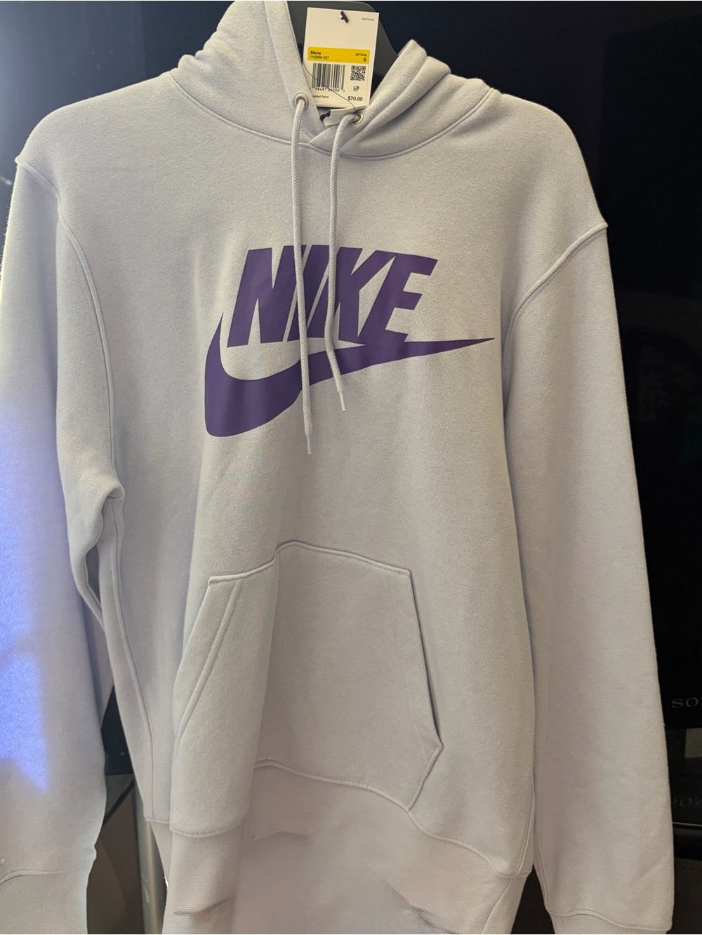 NWT !Nike Light Gray Hoodie with Purple Logo